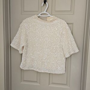 H&M Elegant Cream Sequin Women's Top